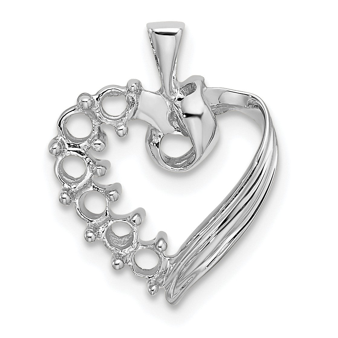 14k White Gold 6 Stone Family Pendant Mounting