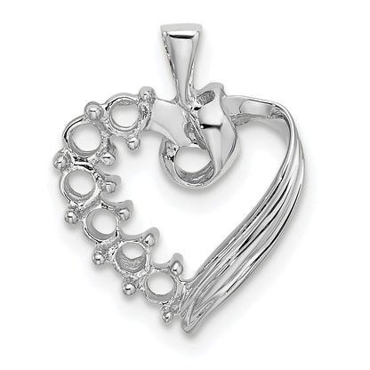 14k White Gold 6 Stone Family Pendant Mounting