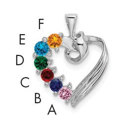 14k White Gold 6 Stone Family Pendant Mounting