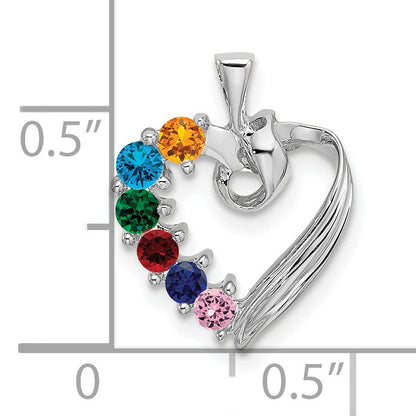 14k White Gold 6 Stone Family Pendant Mounting