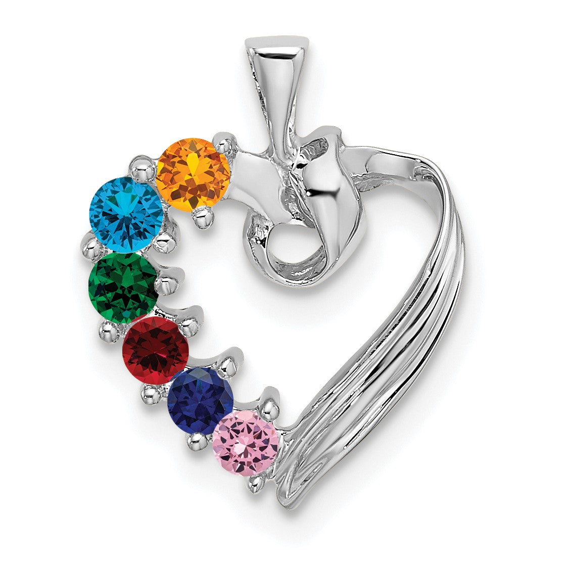 14k White Gold 6 Stone Family Pendant Mounting