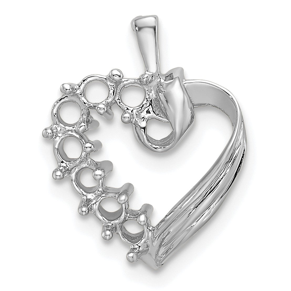 14k White Gold 7 Stone Family Pendant Mounting