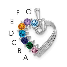 14k White Gold 7 Stone Family Pendant Mounting