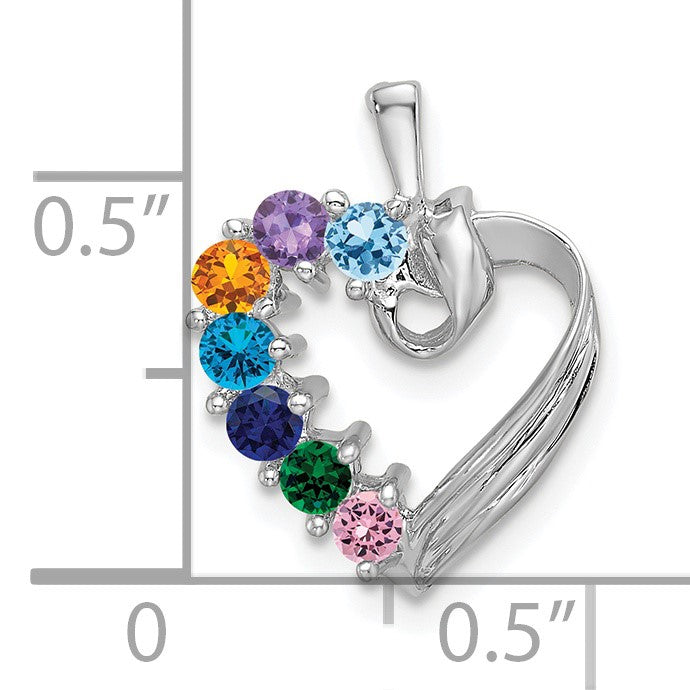 14k White Gold 7 Stone Family Pendant Mounting