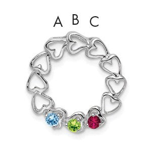 14k White Gold 3 Stone Family Pendant Mounting
