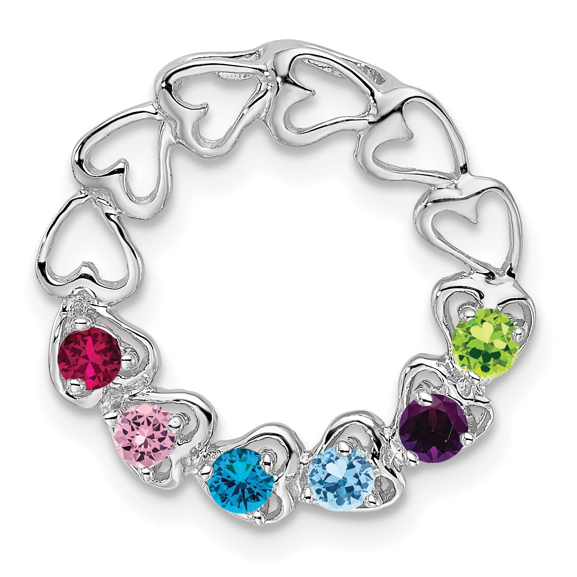14k White Gold 6 Stone Family Pendant Mounting