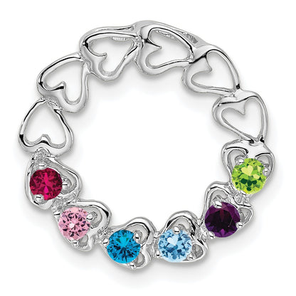 14k White Gold 6 Stone Family Pendant Mounting