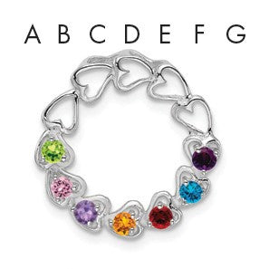 14k White Gold 7 Stone Family Pendant Mounting