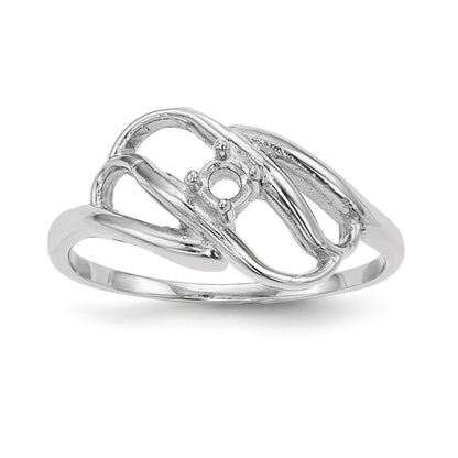 14k White Gold Polished 1-Stone Mothers Ring Mounting