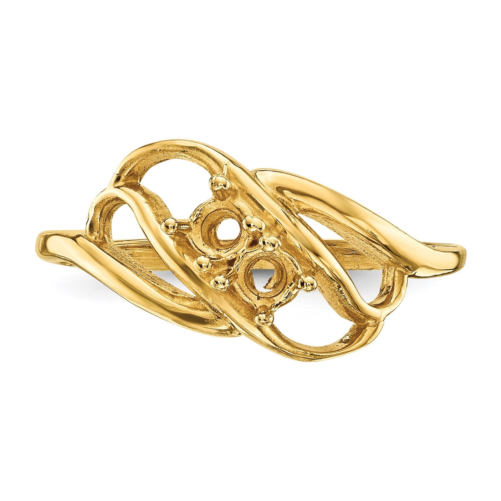 14k Polished 2-Stone Mothers Ring Mounting