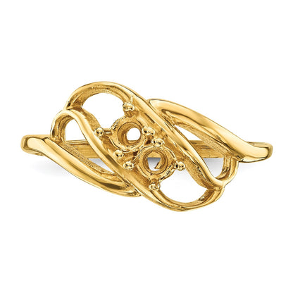 14k Polished 2-Stone Mothers Ring Mounting