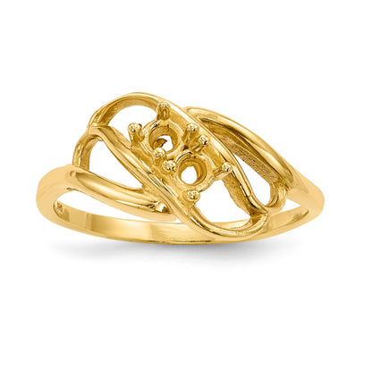 14k Polished 2-Stone Mothers Ring Mounting