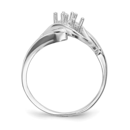 14k White Gold Polished 2-Stone Mothers Ring Mounting