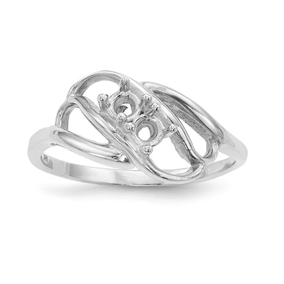 14k White Gold Polished 2-Stone Mothers Ring Mounting