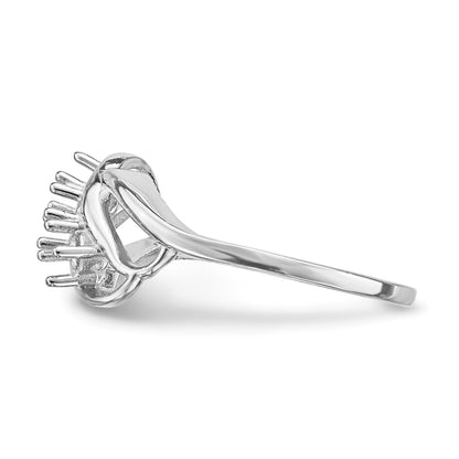 14k White Gold Polished 3-Stone Mothers Ring Mounting