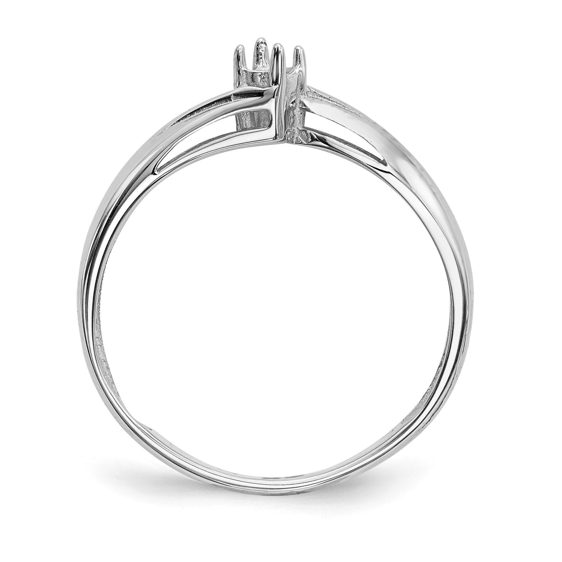 14k White Gold Polished 1-Stone Mothers Ring Mounting