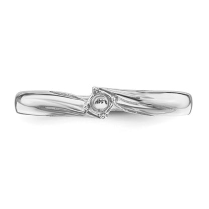 14k White Gold Polished 1-Stone Mothers Ring Mounting