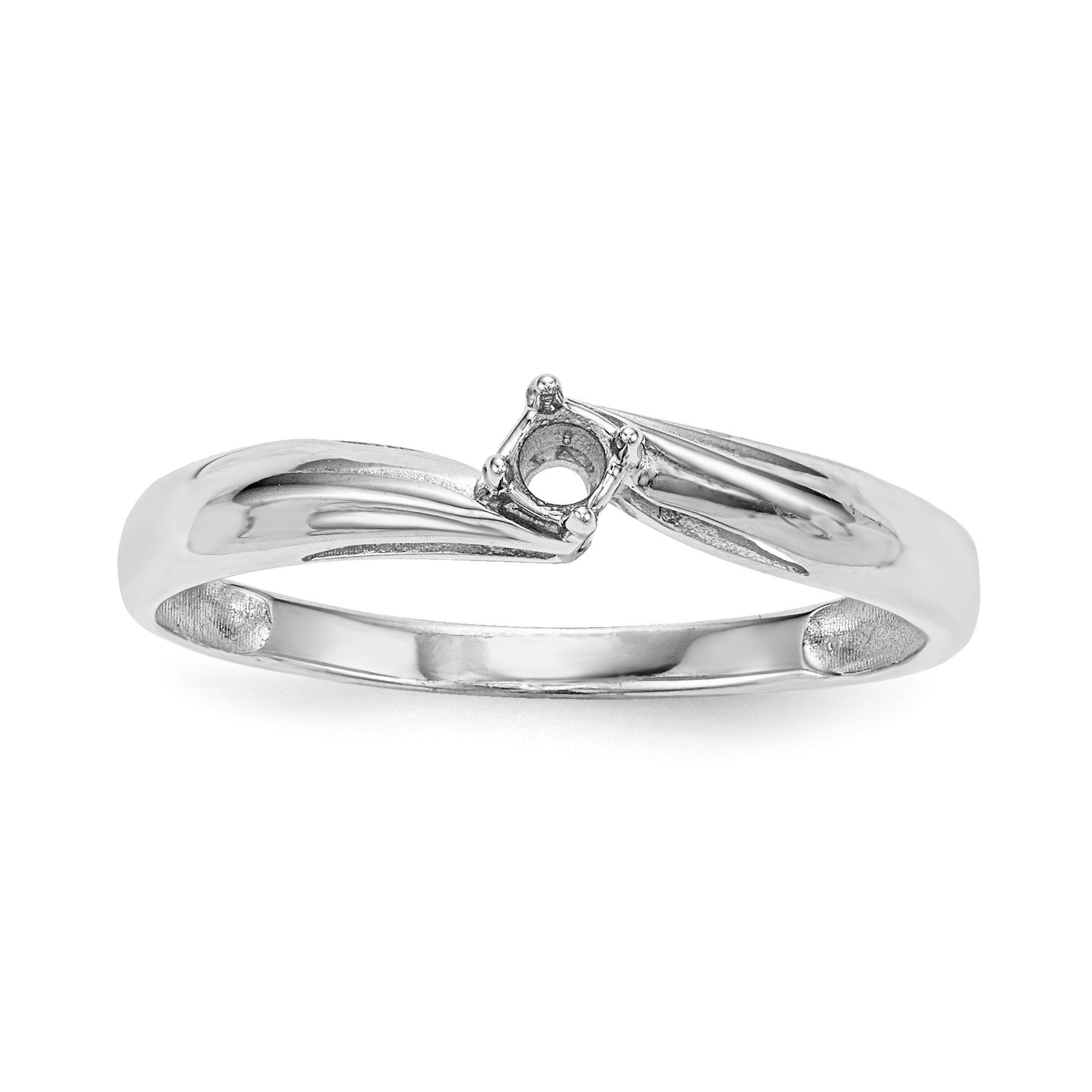 14k White Gold Polished 1-Stone Mothers Ring Mounting
