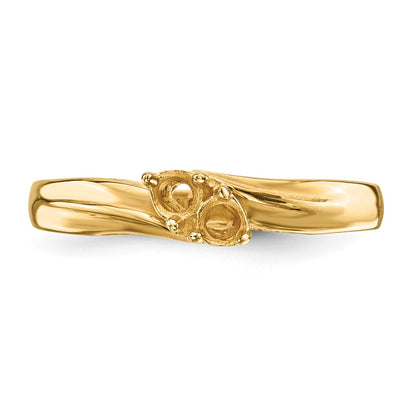14k Polished 2-Stone Mothers Ring Mounting
