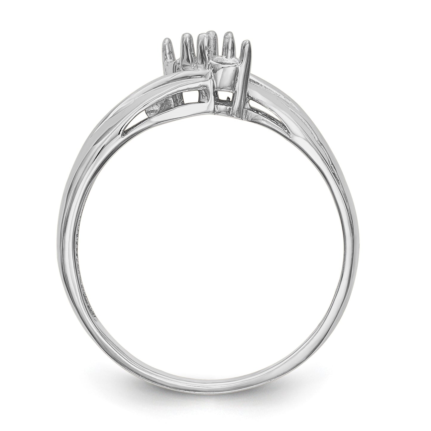 14k White Gold Polished 2-Stone Mothers Ring Mounting