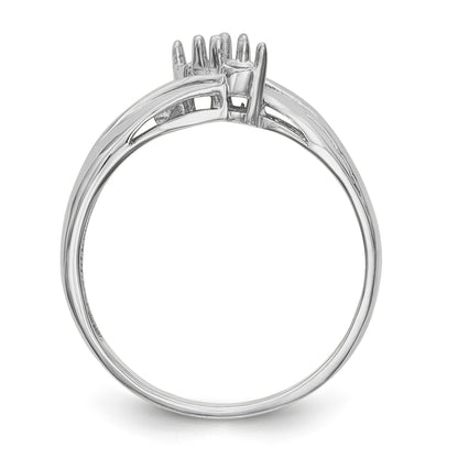 14k White Gold Polished 2-Stone Mothers Ring Mounting