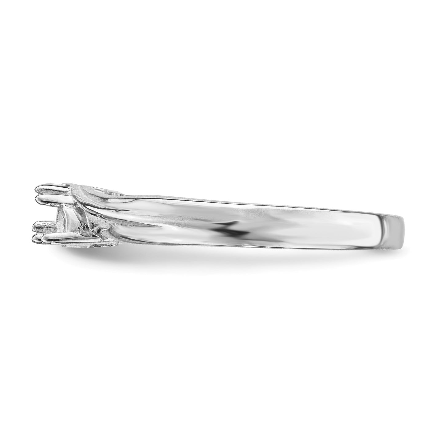 14k White Gold Polished 2-Stone Mothers Ring Mounting