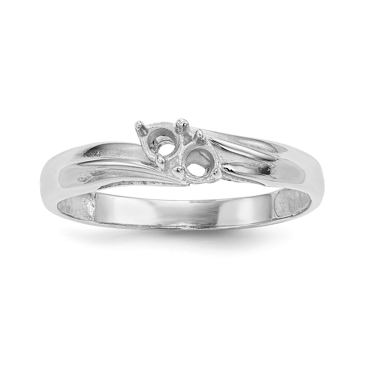 14k White Gold Polished 2-Stone Mothers Ring Mounting