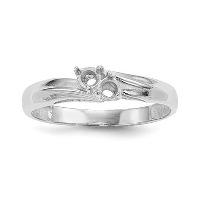 14k White Gold Polished 2-Stone Mothers Ring Mounting