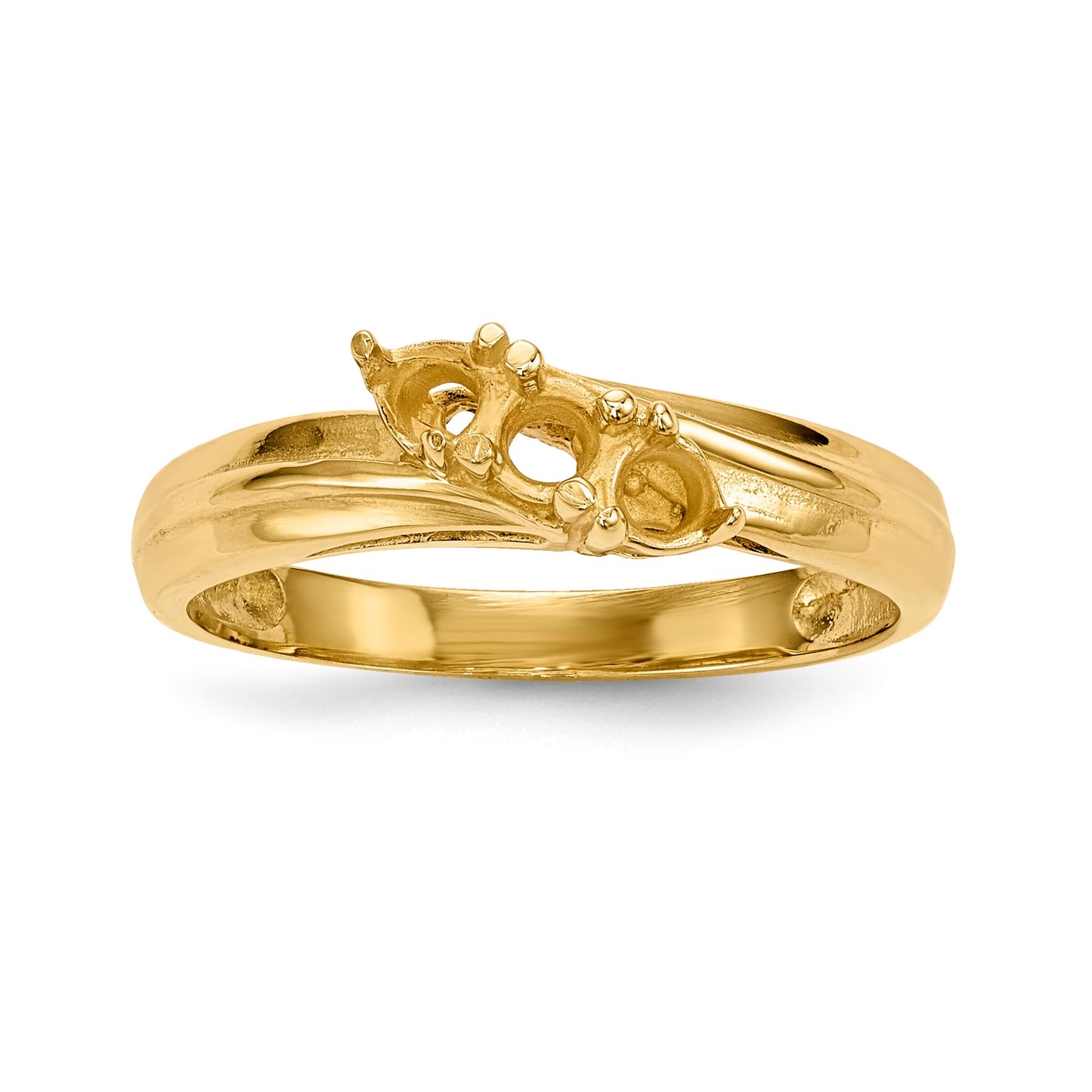 14k Polished 3-Stone Mothers Ring Mounting