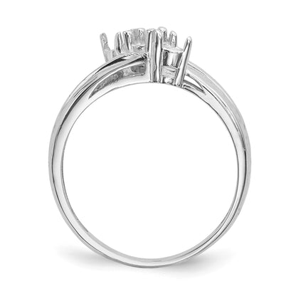 14k White Gold Polished 3-Stone Mothers Ring Mounting