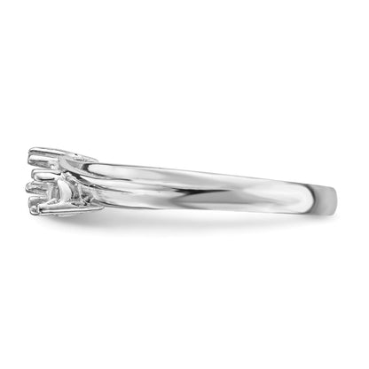 14k White Gold Polished 3-Stone Mothers Ring Mounting