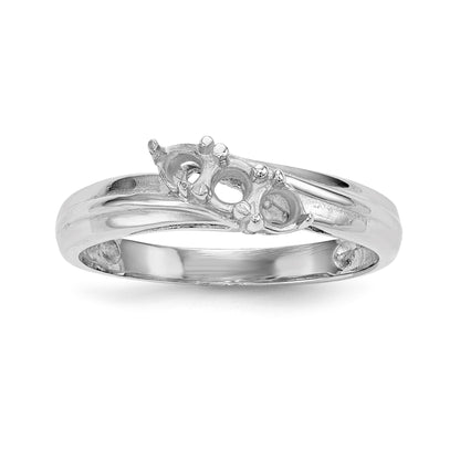 14k White Gold Polished 3-Stone Mothers Ring Mounting