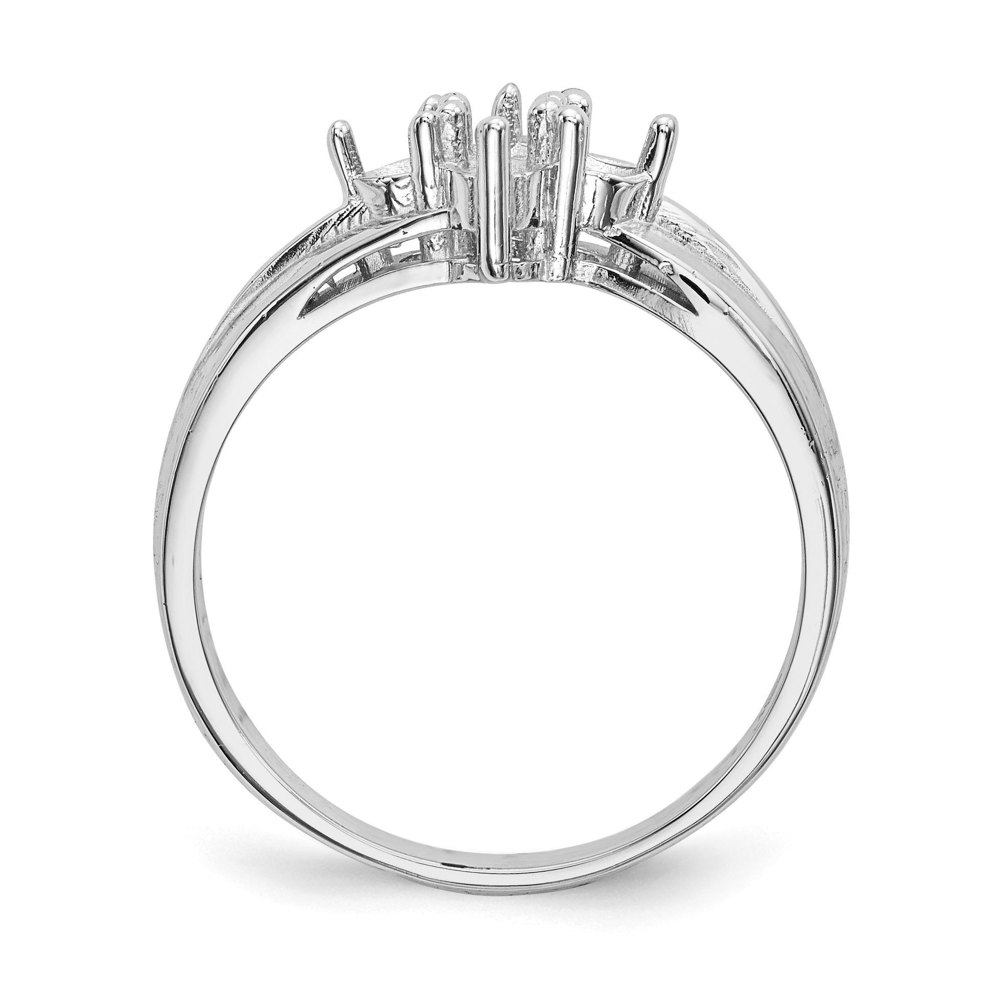 14k White Gold Polished 4-Stone Mothers Ring Mounting
