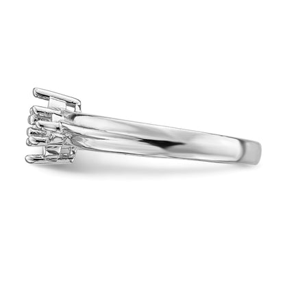 14k White Gold Polished 4-Stone Mothers Ring Mounting