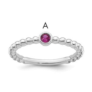 14k White Gold 1 Birthstone Mother's Ring Mounting