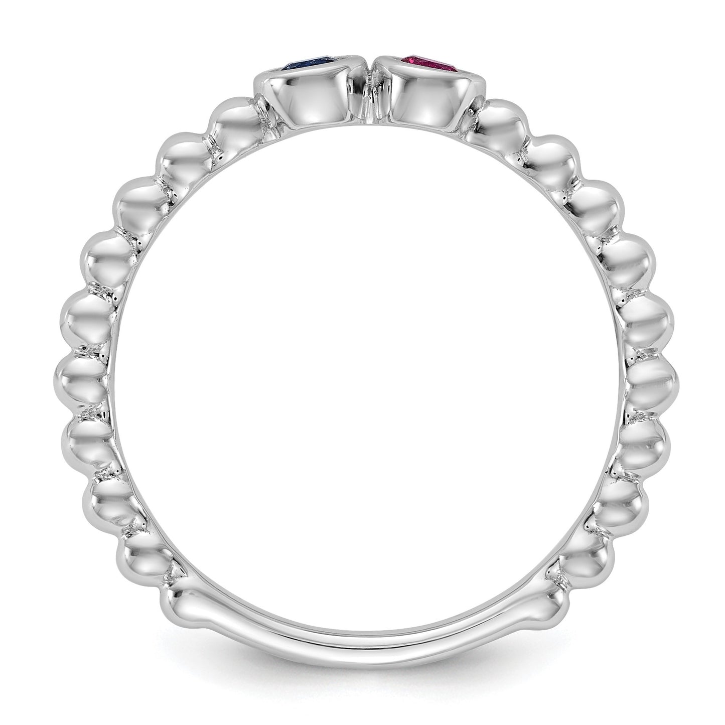 14k White Gold 2 Birthstone Mother's Ring Mounting