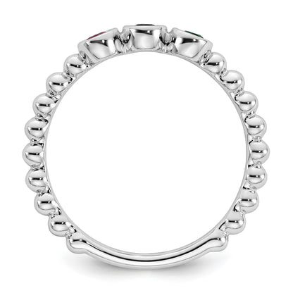 14k White Gold 3 Birthstone Mother's Ring Mounting