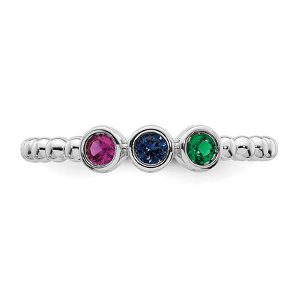 14k White Gold 3 Birthstone Mother's Ring Mounting