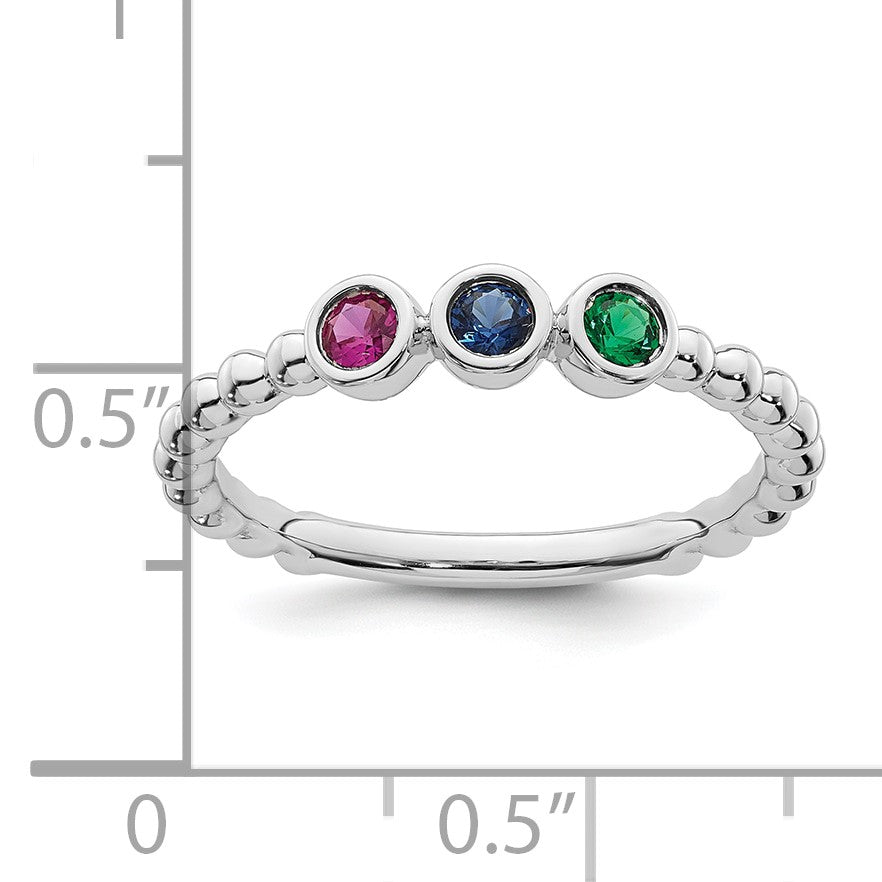 14k White Gold 3 Birthstone Mother's Ring Mounting