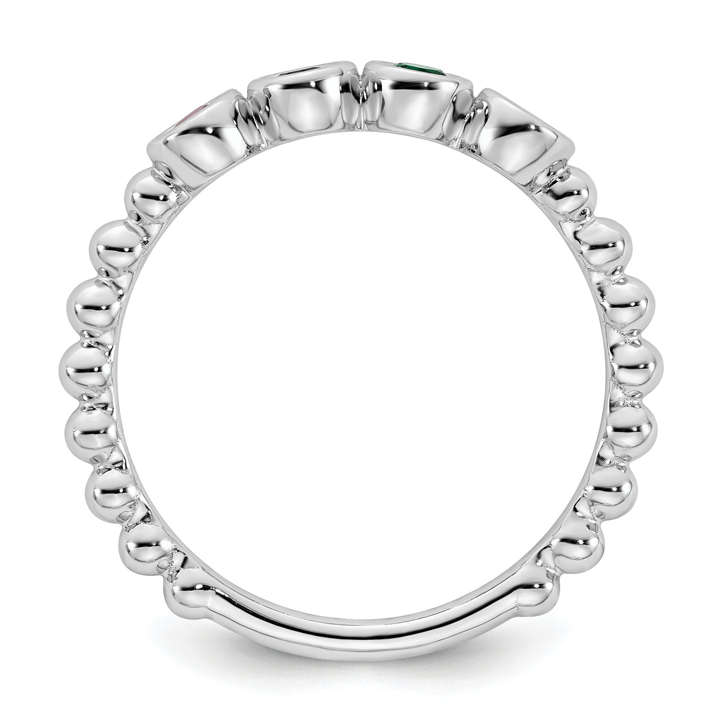 14k White Gold 4 Birthstone Mother's Ring Mounting