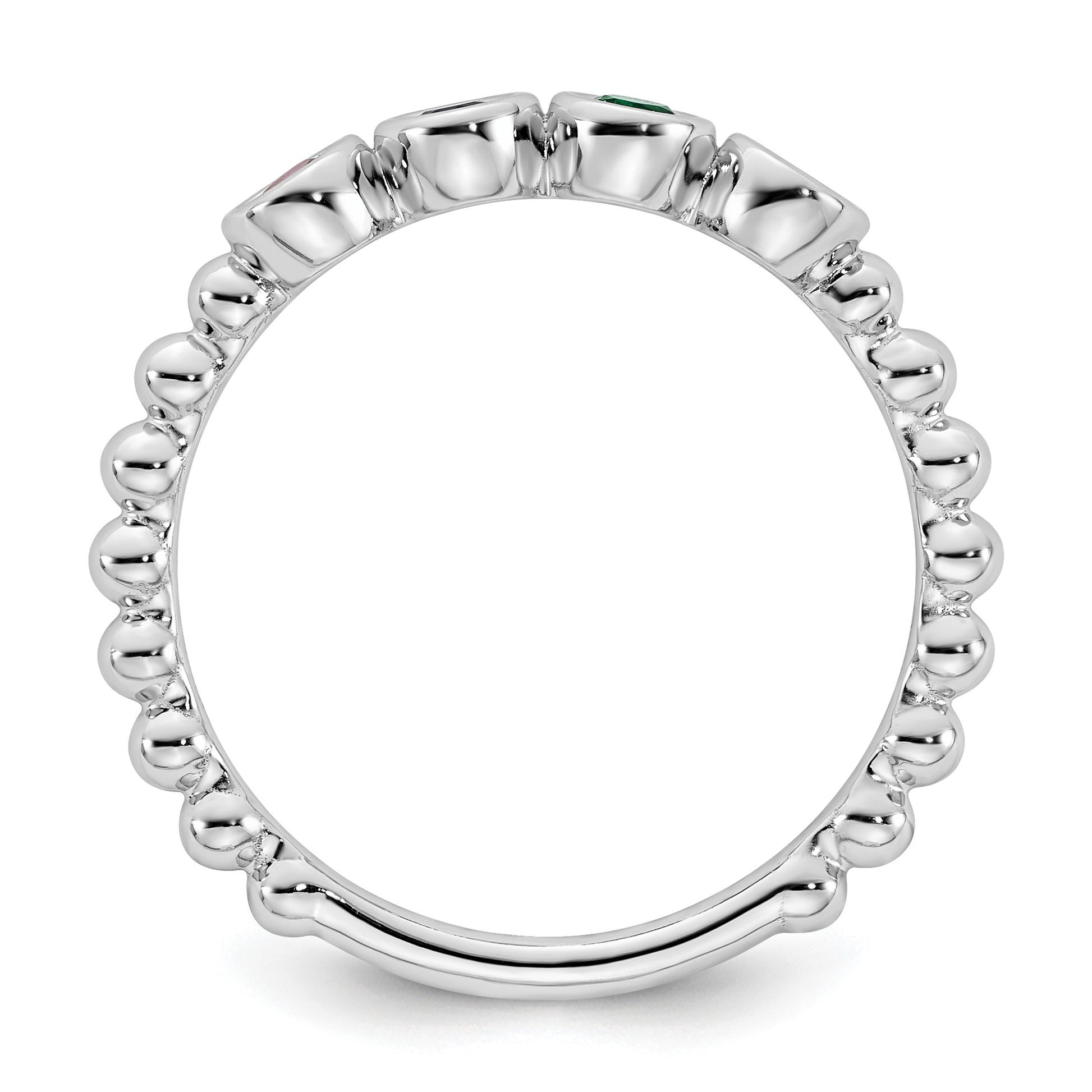 14k White Gold 4 Birthstone Mother's Ring Mounting