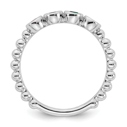 14k White Gold 4 Birthstone Mother's Ring Mounting