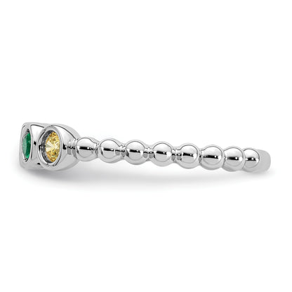 14k White Gold 4 Birthstone Mother's Ring Mounting