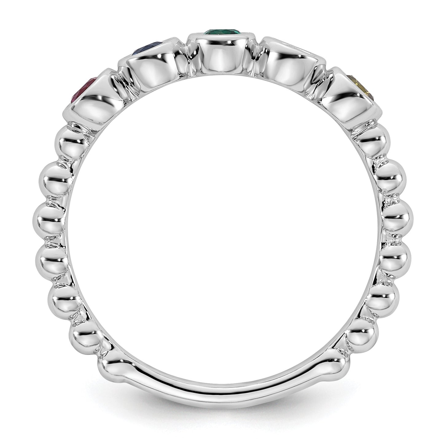 14k White Gold 5 Birthstone Mother's  Ring Mounting