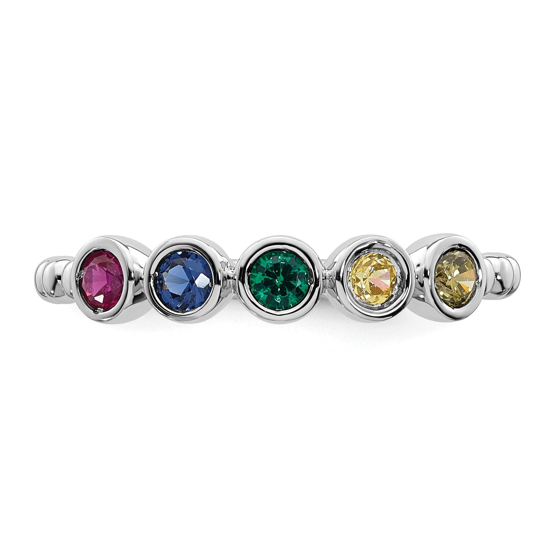 14k White Gold 5 Birthstone Mother's  Ring Mounting