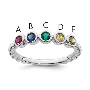 14k White Gold 5 Birthstone Mother's  Ring Mounting