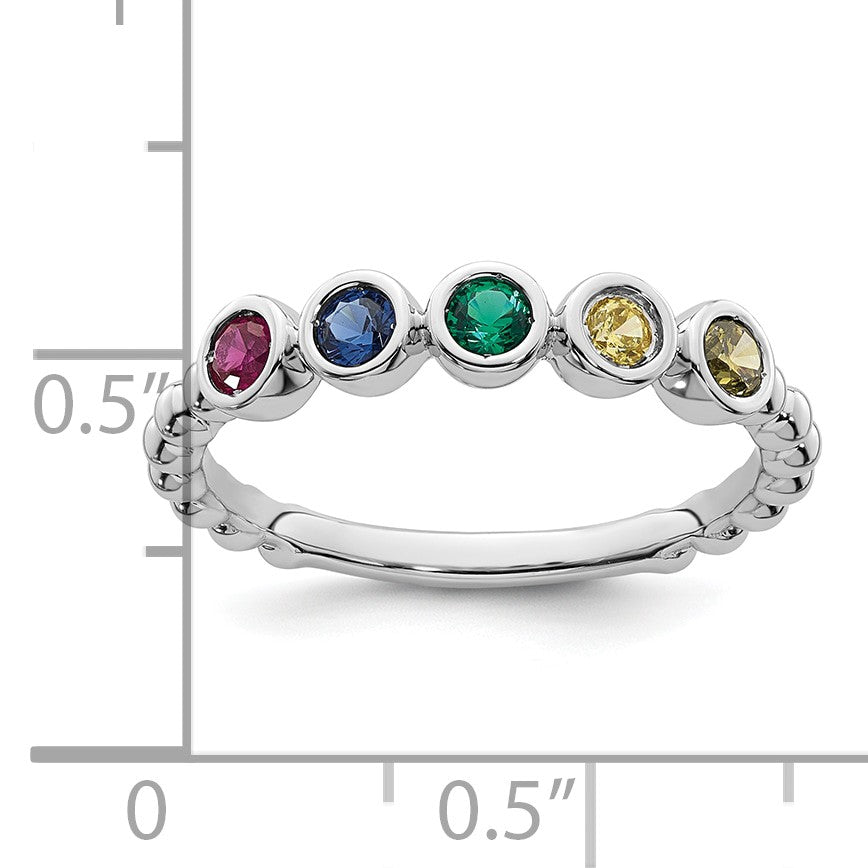 14k White Gold 5 Birthstone Mother's  Ring Mounting