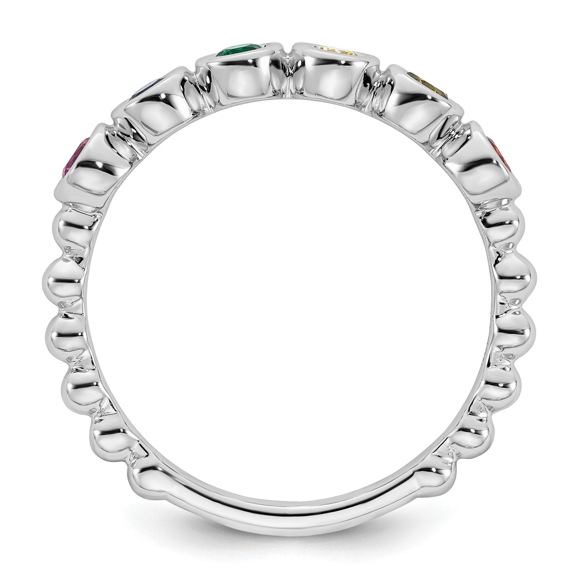 14k White Gold 6 Birthstone Mother's Ring Mounting