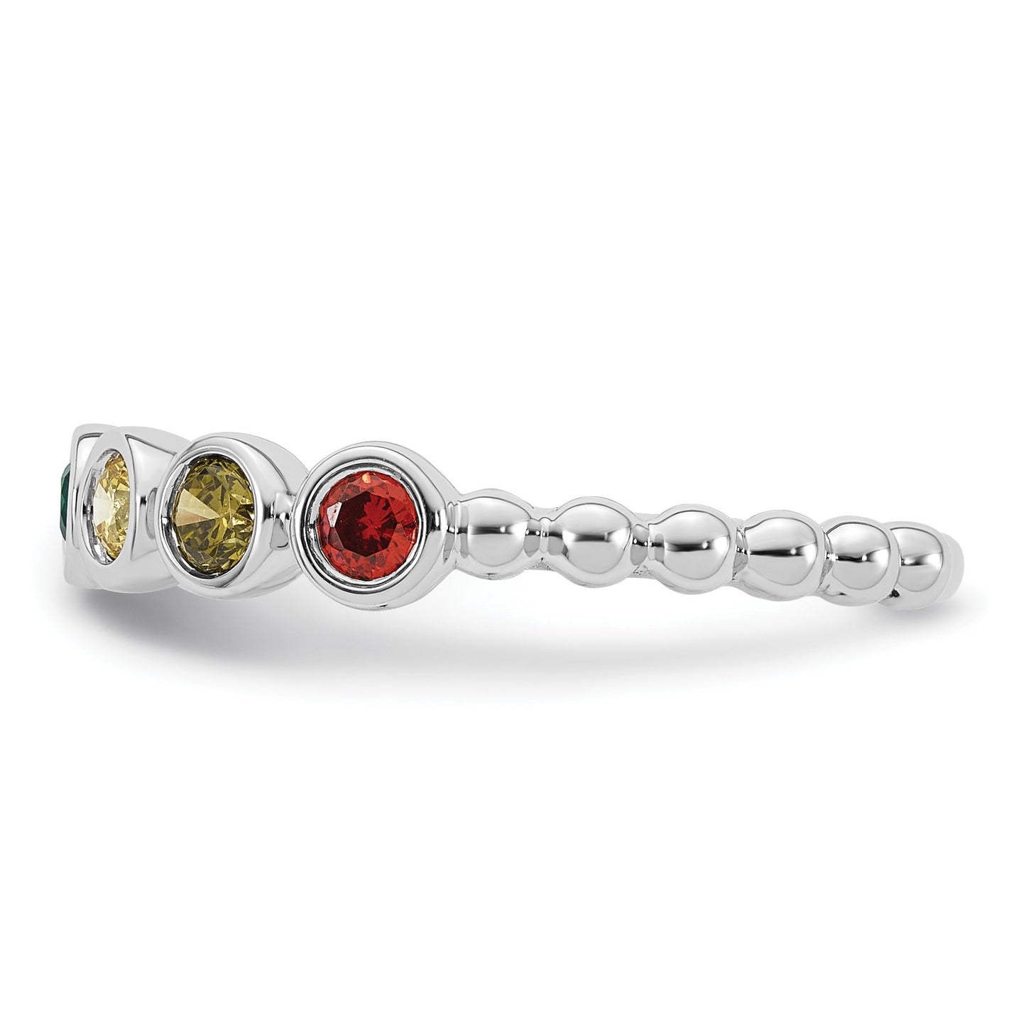 14k White Gold 6 Birthstone Mother's Ring Mounting
