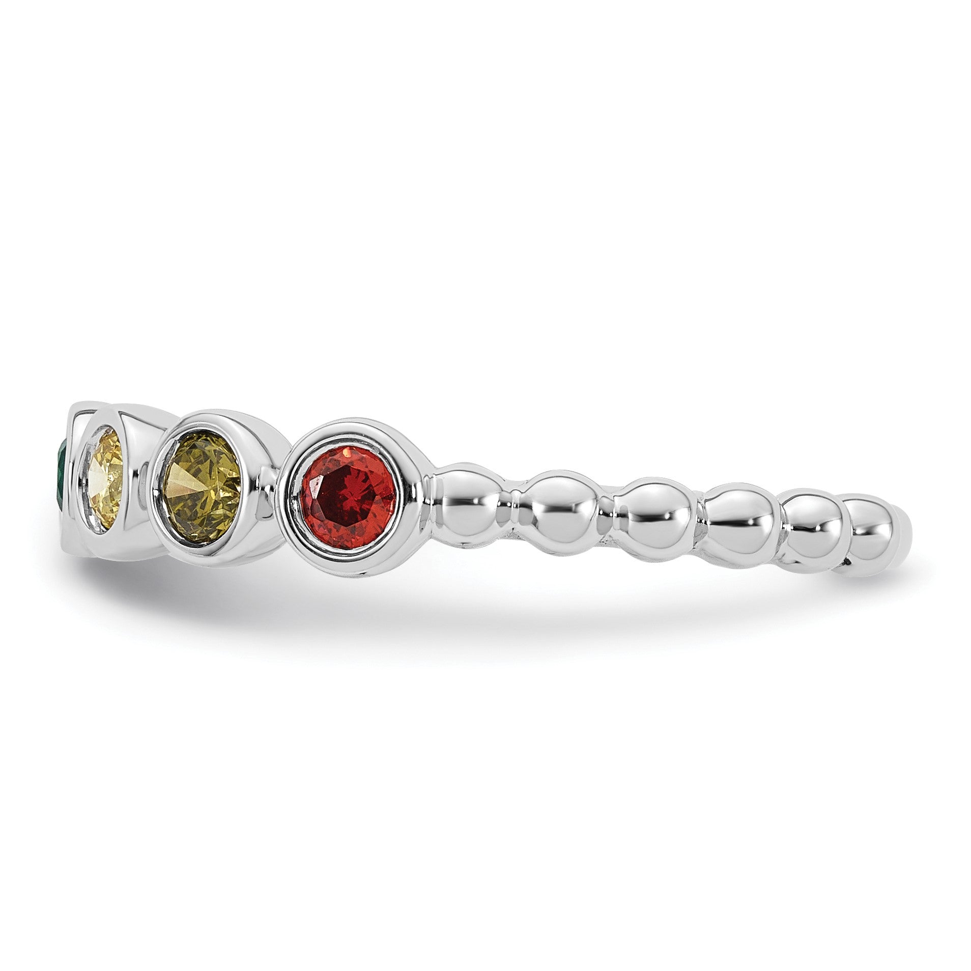 14k White Gold 6 Birthstone Mother's Ring Mounting